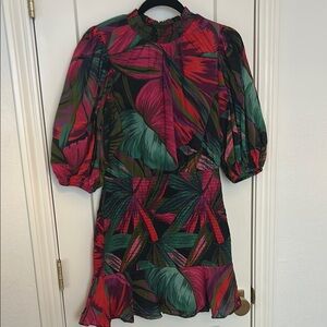 FARM Rio Tropical Print Dress with Ruffle Hem